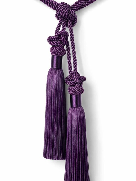 Purple double braided rope silky tassel chord tie belt main image 4